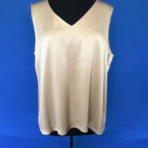 Jax Vintage Size 18 Gold Shell Tank Top Sleeveless Blouse Gold